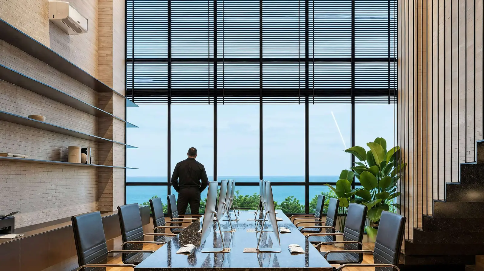 Sala de reunião com vista para o mar
